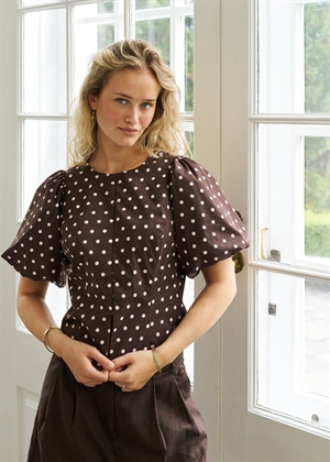 Anela dot bluse Brown Neo Noir 